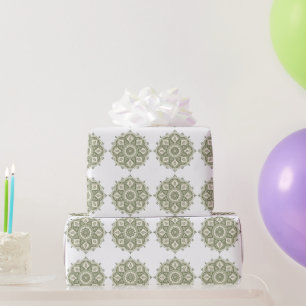 Boho Sage Green Mandala Wrapping Paper