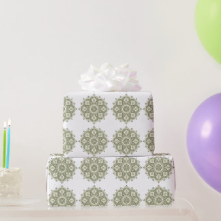 Boho Sage Green Mandala Wrapping Paper