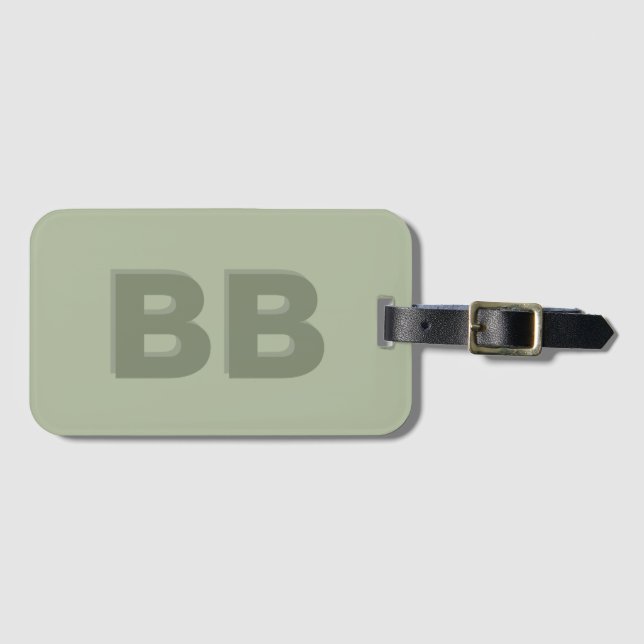 Boho Sage Green Modern Monogram Initial Luggage Tag (Front Horizontal)