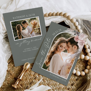 Boho Sage Green Photo Wedding Save The Date