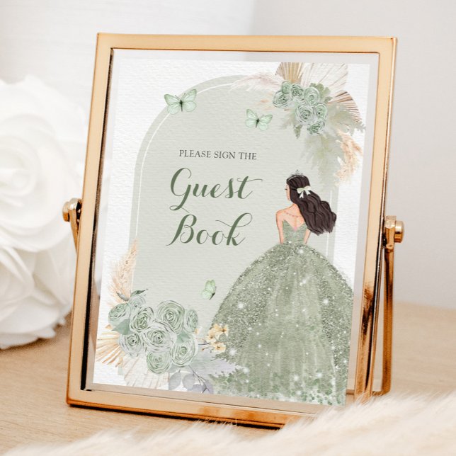 Boho Sage Green Quinceañera Guest Book (Creator Uploaded)