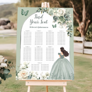 Boho Sage Green Quinceañera Seating Chart Sign
