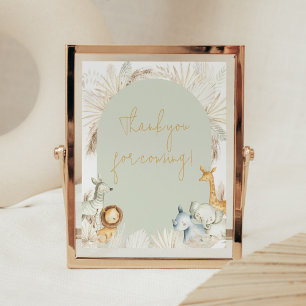 Boho Sage Green Safari Thank you for Coming Poster
