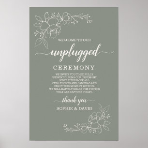 Boho Sage Green Unplugged Wedding Ceremony Sign