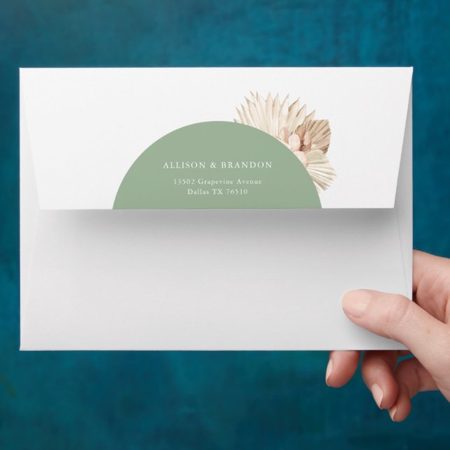 Boho Sage Green Wedding Address Envelope (Hand)