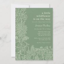 Boho Sage Green Wildflower Baby Shower Invitation