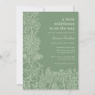 Boho Sage Green Wildflower Baby Shower Invitation