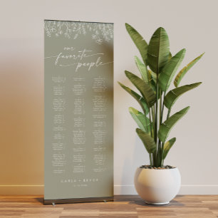 Boho Sage Green Wildflower Wedding Seating Chart Retractable Banner