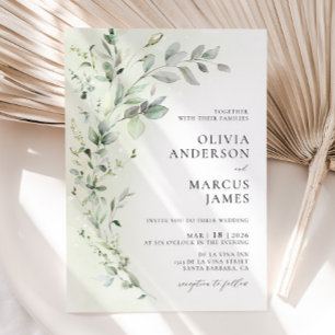 Boho Sage Greenery Botanical Wedding Invitation