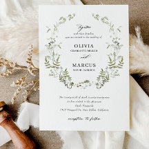 Boho Sage Greenery Botanical Wedding Invitation