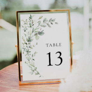 Boho Sage Greenery Botanical Wedding Table Number