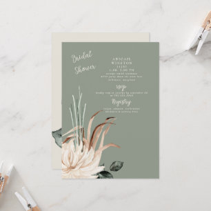 Boho Sage Pampas Grass Bridal Shower Invitation