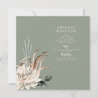Boho Sage Pampas Grass Bridal Shower Square