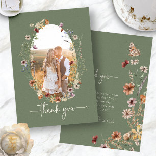 Boho Sage Photo Thank You Card