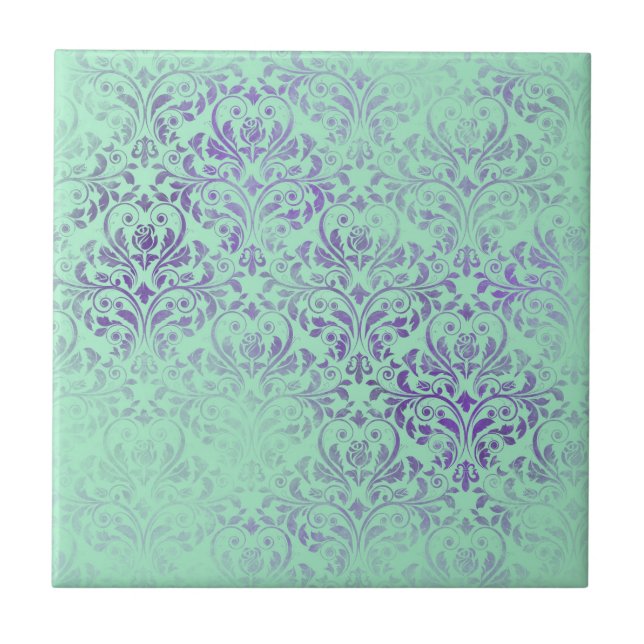 Boho Sage Purple Pattern Tile (Front)