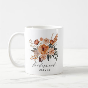 Boho Sage Terracotta Floral Bridesmaid Mug