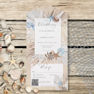 Boho Sand Tan Beach Rustic QR Code All In One Invitation