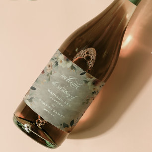 Boho Sandy Beige Cottagecore Wedding Welcome Wine Label