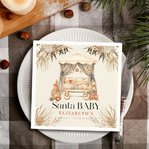 Boho Santa Baby Christmas Holiday Crib Baby Shower Napkin