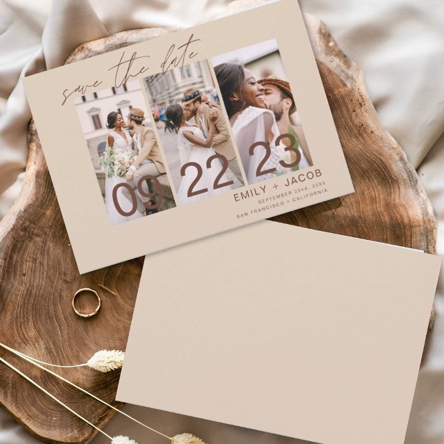 Boho Save the Date 3 Photo Terracotta (Creator Uploaded)