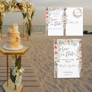 Boho Save the Date - Elegant Bohemian Floral Announcement Postcard