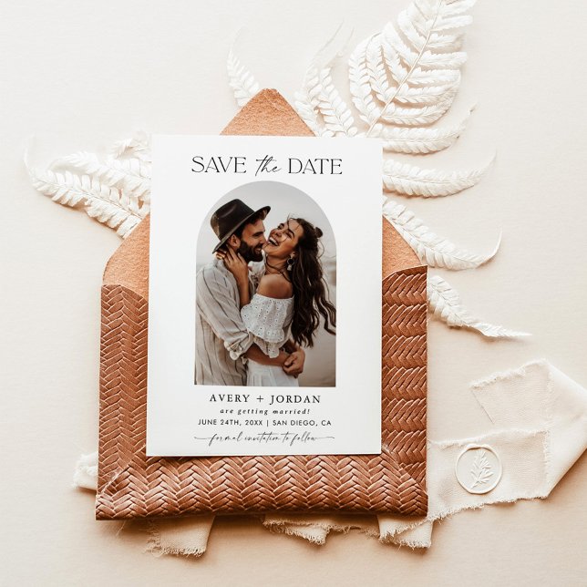 Boho Save the Date, Photo Minimalist Save the Date Invitation (Creator Uploaded)