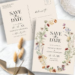 Boho Save The Date Postcard<br><div class="desc">This stylish & elegant wedding save-the-date announcement postcard features gorgeous hand-painted watercolor wildflowers arranged as a lovely bouquet perfect for spring,  summer,  or fall weddings. Find matching items in the Boho Wildflower Wedding Collection.</div>