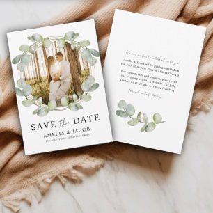 Boho Save the Date Sage Green Eucalyptus Wedding