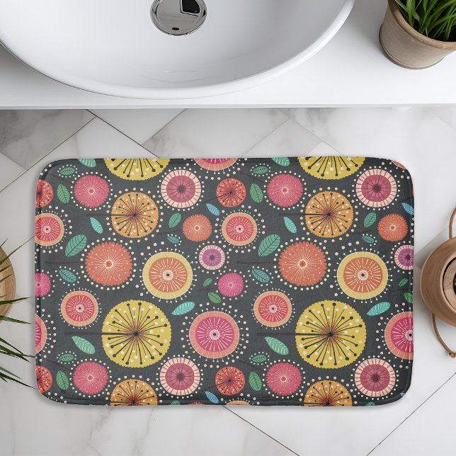 Boho Scandi folk flower pattern  Bath Mat (Creator Uploaded)