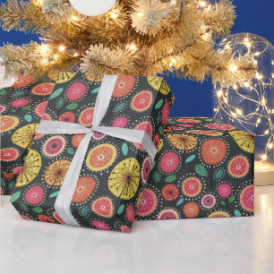 Boho Scandi folk flower pattern Wrapping Paper