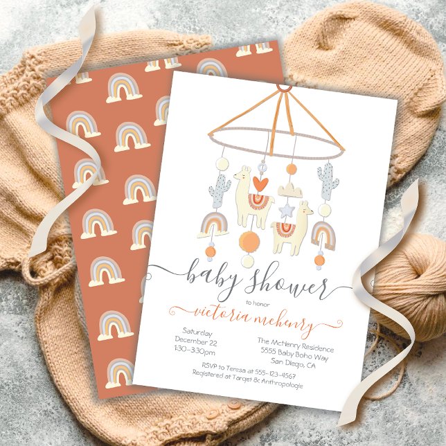 Boho Scandi Mobile Baby Shower Invitation (Creator Uploaded)