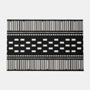 Boho Scandinavian Lines Dots Black White Doormat