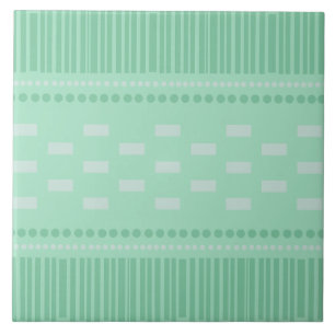 Boho Scandinavian Lines Dots Mint Green Tile