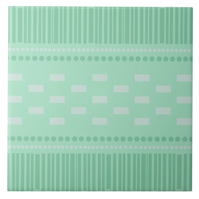 Boho Scandinavian Lines Dots Mint Green Tile (Front)