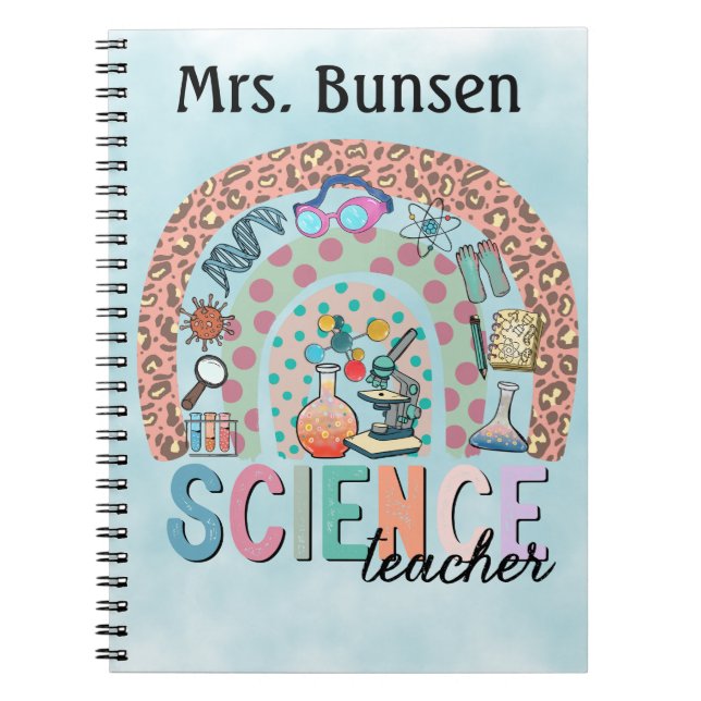Boho Science Themed Rainbow Personalised Notebook (Front)