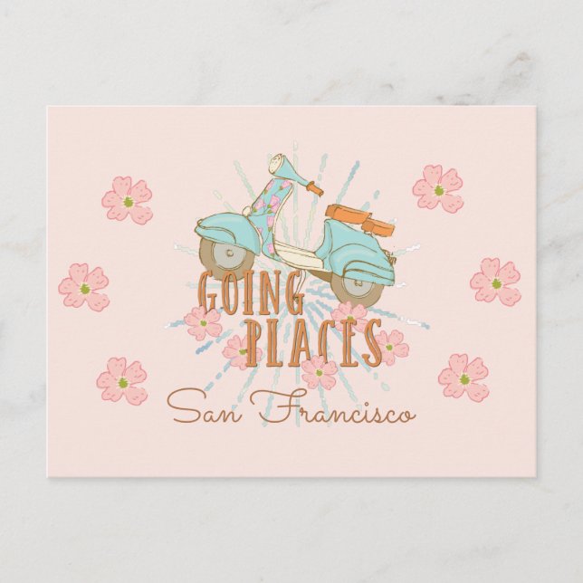 Boho Scooter Going Places Postcard (Front)