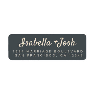 Boho Script Black Ivory Wedding Return Address