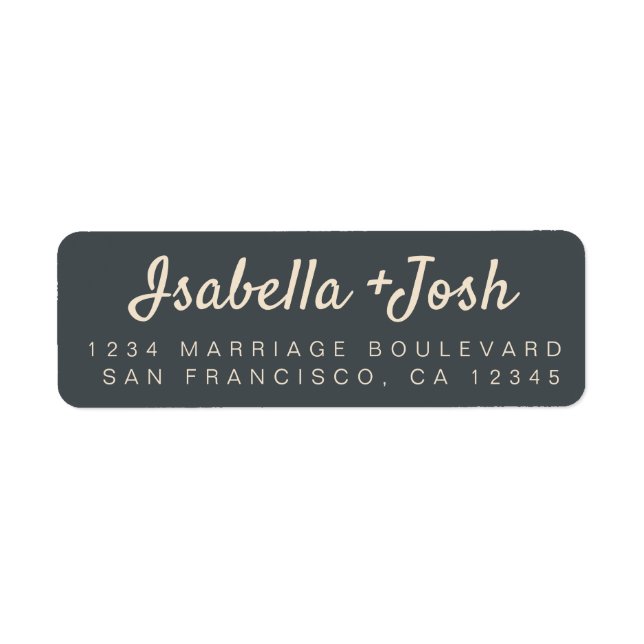 Boho Script Black Ivory Wedding Return Address (Front)
