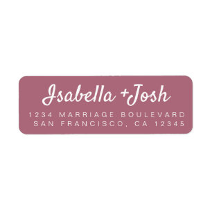Boho Script Cassis Purple Wedding Return Address