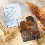 Boho Script & Classic Typography Photo Wedding Thank You Card<br><div class="desc">A modern photo thank you card to match our Boho Script & Classic Typography 2 Photos Wedding collection. This design features an engagement photo of your choice and "thank you" is written in a boho handwritten script. The back of the design features a custom heartfelt thank-you message to express your...</div>