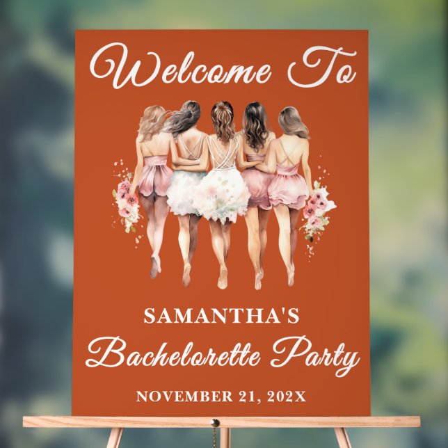 Boho Script Fall Bachelorette Party Welcome Acrylic Sign (Neutral)