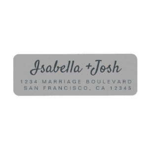 Boho Script Grey Wedding Return Address