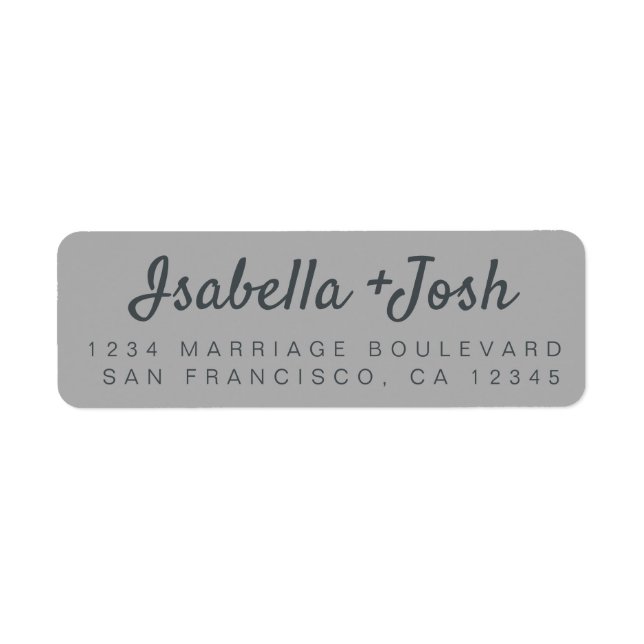 Boho Script Grey Wedding Return Address (Front)