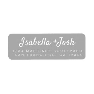 Boho Script Grey Wedding Return Address