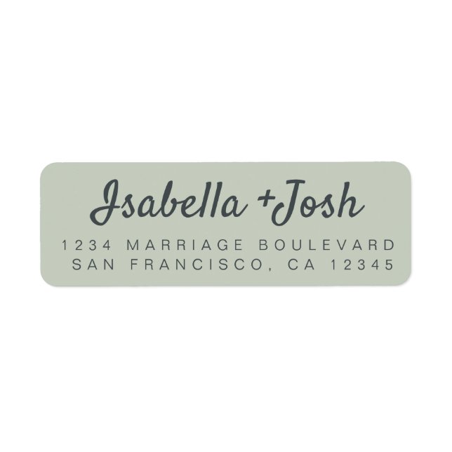 Boho Script Pastel Green Wedding Return Address (Front)