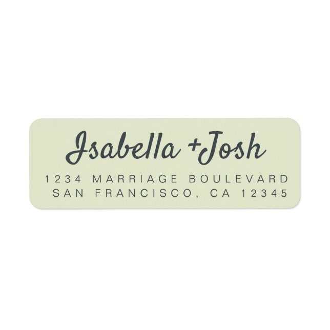 Boho Script Pastel Green Wedding Return Address (Front)
