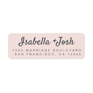 Boho Script Pastel Pink Wedding Return Address