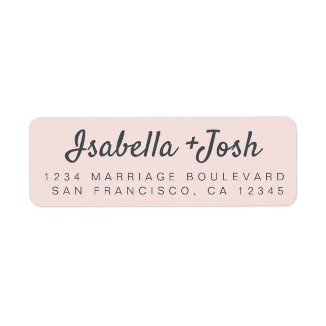 Boho Script Pastel Pink Wedding Return Address (Front)