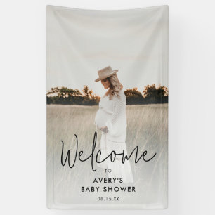 Boho Script Photo Baby Shower Welcome Banner