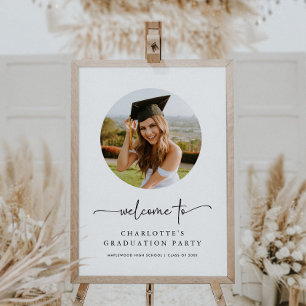 Boho Script Photo Graduation Welcome Sign